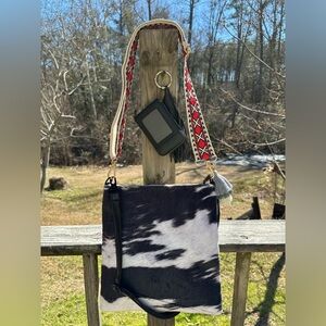 🖤NEW COWHIDE PRINT BAG & CARD HOLDER COMBI SET🖤